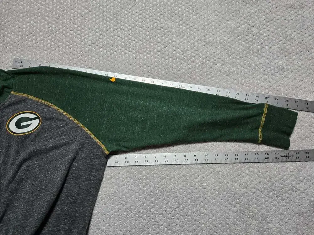 Nike NFL Green Bay Packers Mens Full Zip Hoodie Gray Green Raglan Sweatshirt XXL